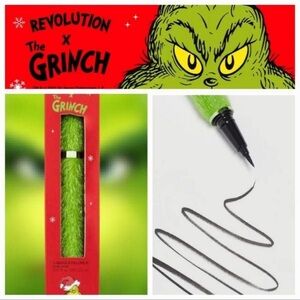 The Grinch X Revolution Beauty Black liquid eye liner make up